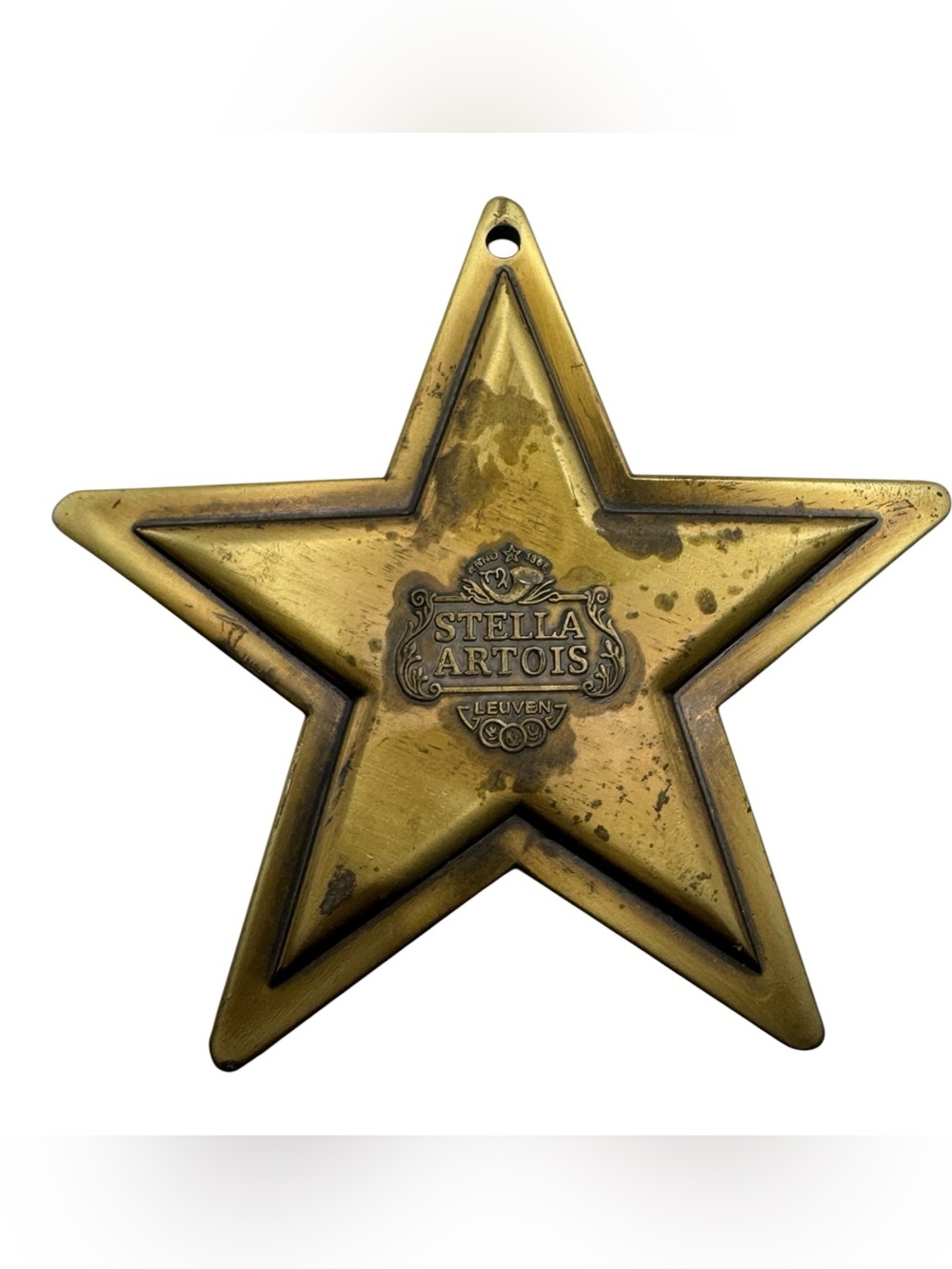 Vintage Stella Artois Brass Star Bottle Opener Wall Mount Leuven Bar Decor